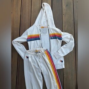 Aviator Nation set 5 stripe hoodie and sweatpants